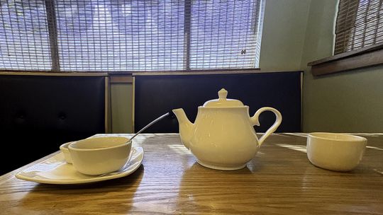 Photo by Teresa Kendrick Hot tea is served in a large gleaming pot at Bamboo Garden.