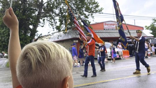 Wimberley enjoys a damp good parade