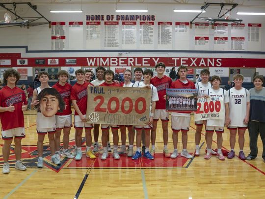 Senior Paul Gumbert-Mendoza scored over 2,000 career points in the Texans win over Bandera.  Photo by Julie Albini/albini.smugmug.com