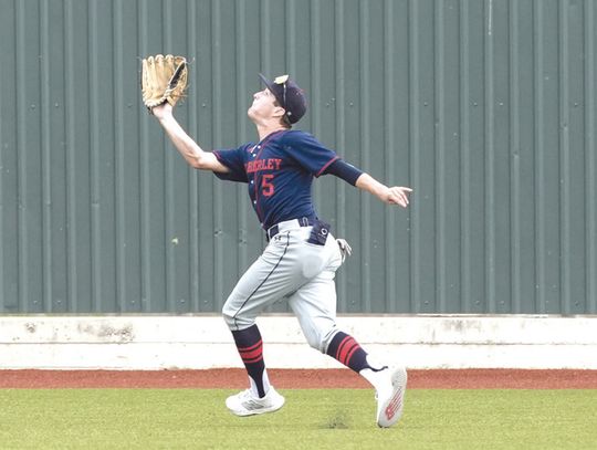 CHASE CARSON #5 MAKES THE OUTFIELD OUT.