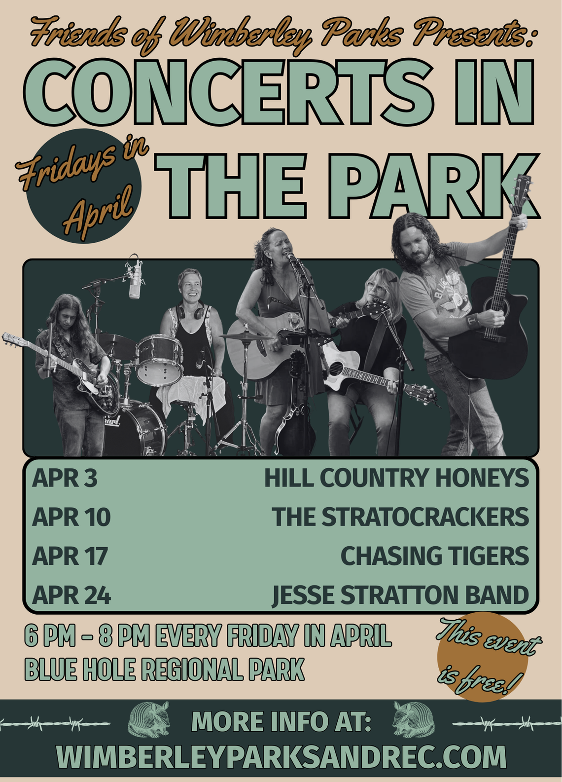 Concerts in the Park kicks off April 3 Wimberley Parks