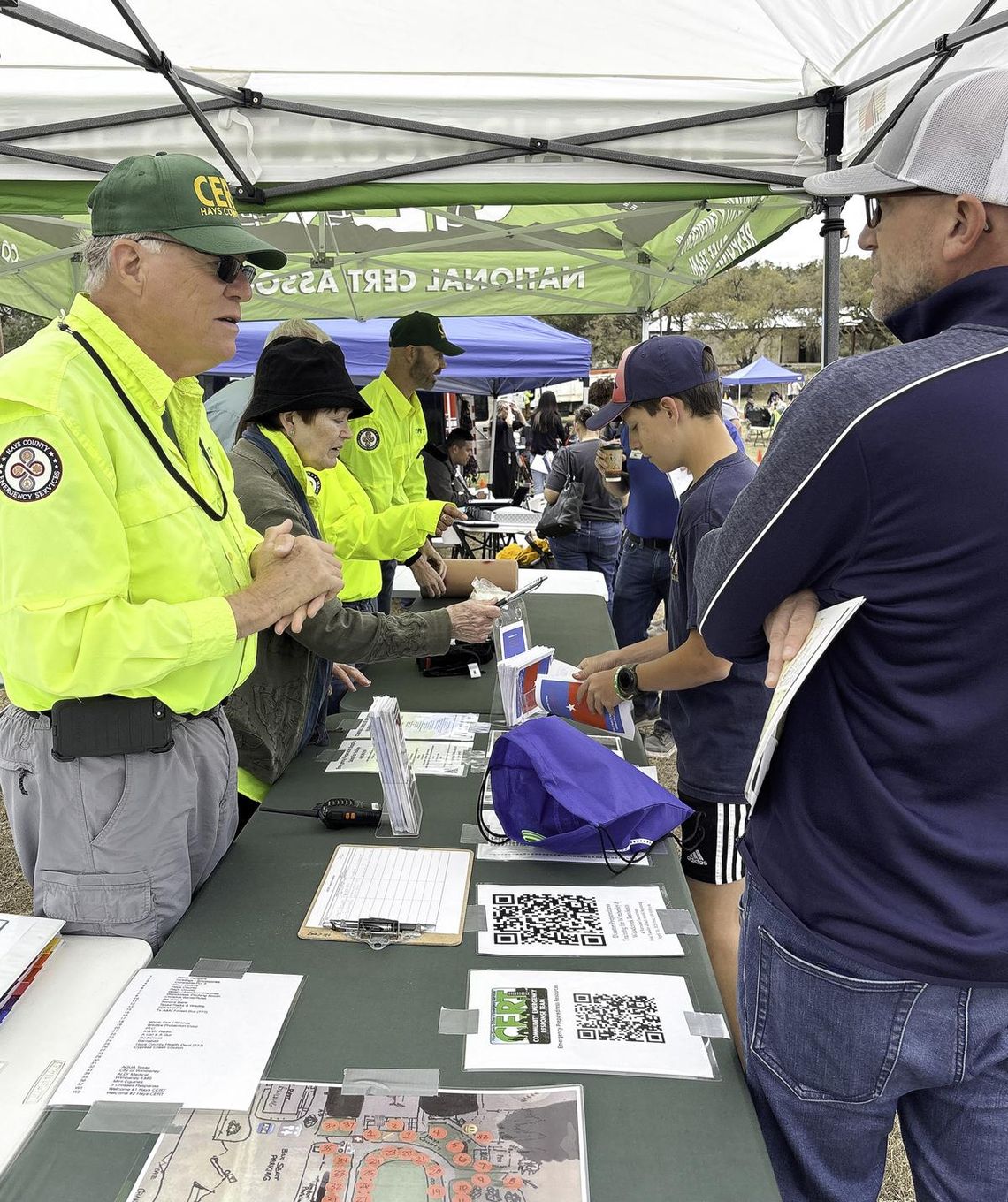 CERT volunteers answer questions about their lifesaving activities during the Wimberley Preparedness Fair. Photo by Teresa Kendrick