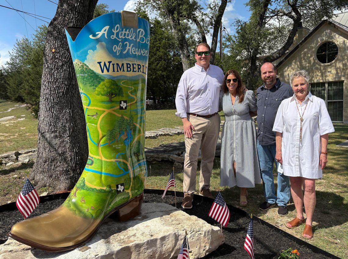 New boot sculpture joins the Wimberley landscape New boot sculpture joins the Wimberley landscape