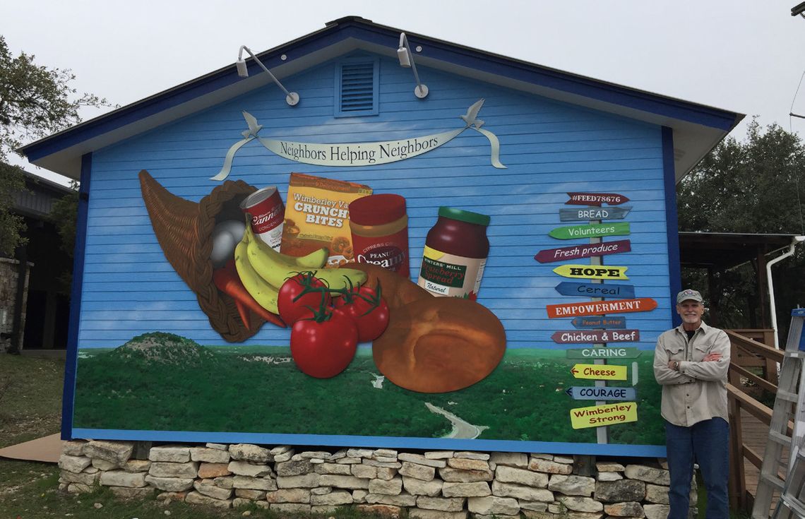 New mural for the Wimberley Cafe by artist Pat Rawlings