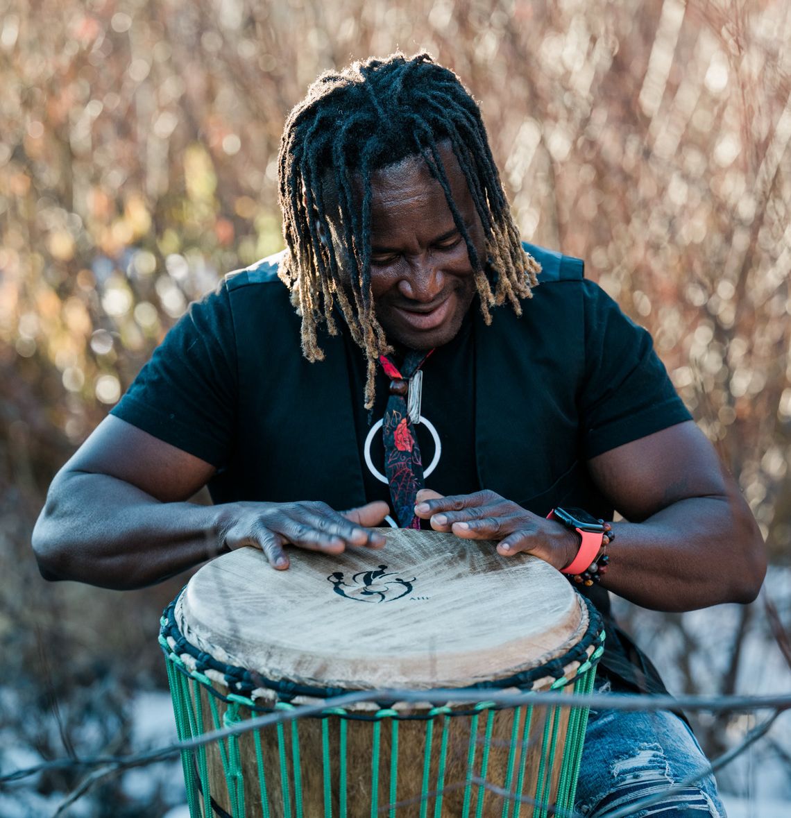 Performance, drum circle with Manas Itene at Unity, Oct. 25