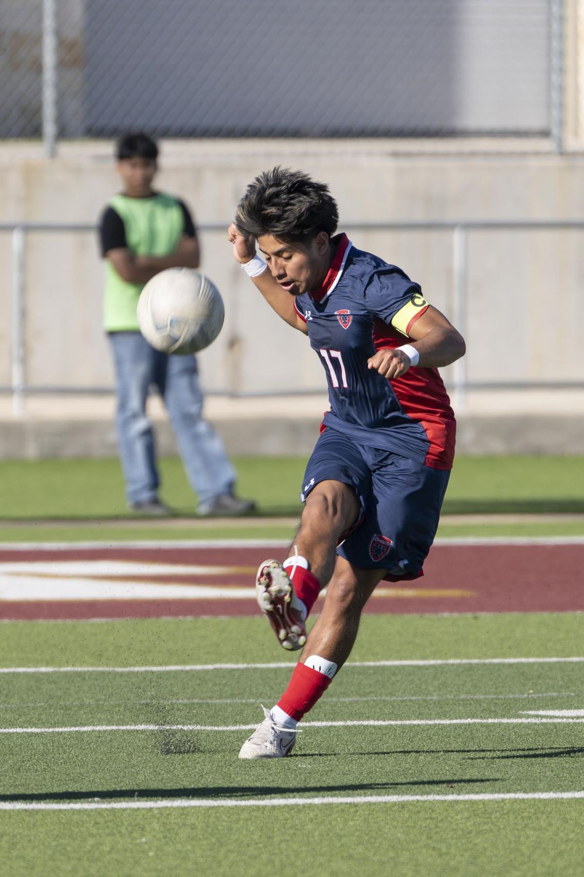 Texans fall to Austin Achieve in playoff game Photo by Julie Albini/albini.smugmug.com Chuy Contreras, #17, for the send.