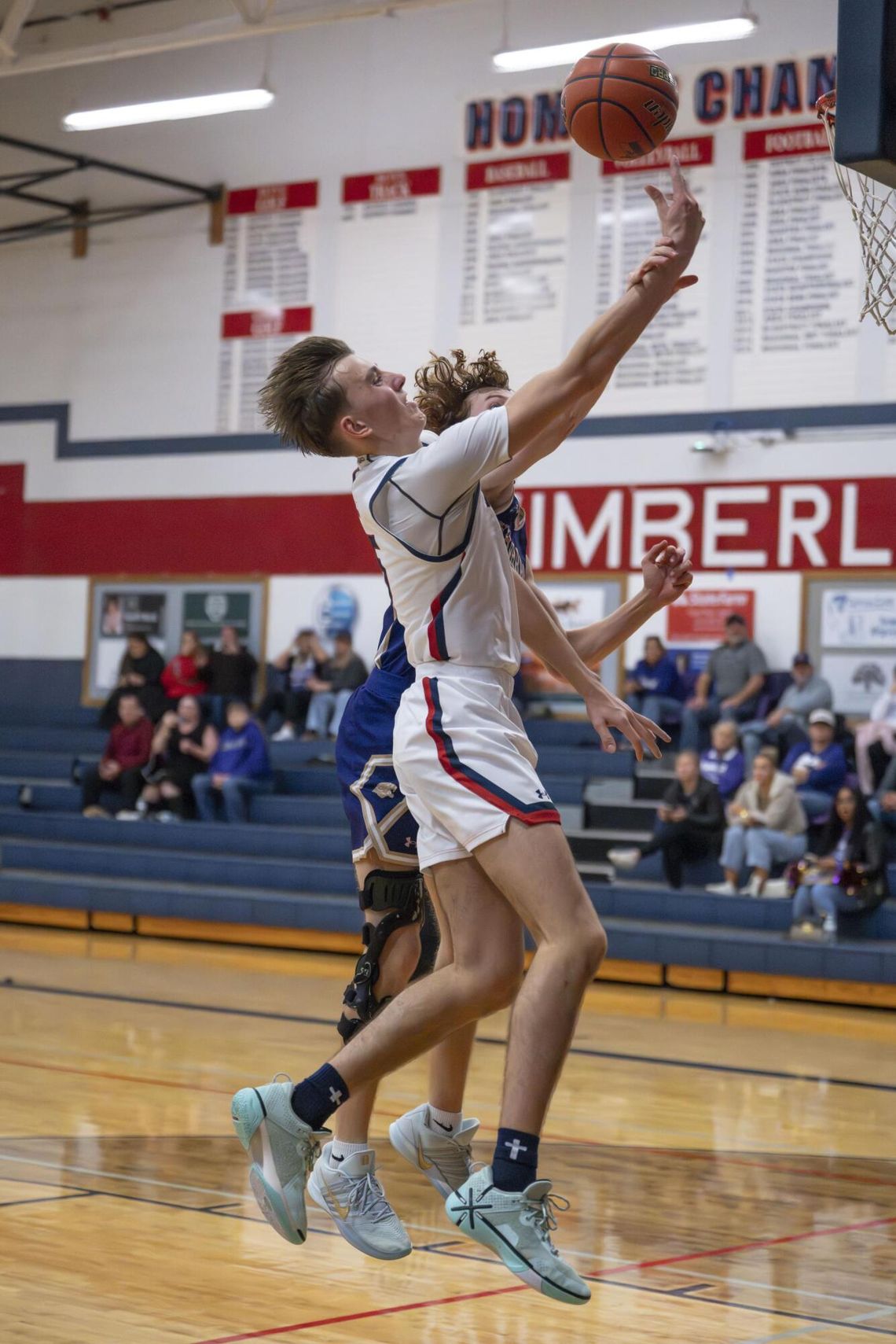 Photo by Julie Albini/albini.smugmug.com Nathan Baker makes the shot and draws the foul.