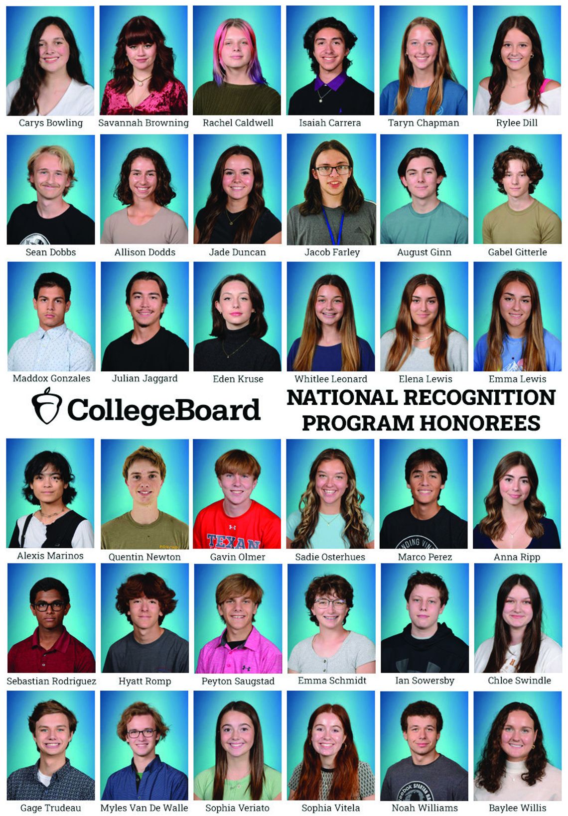 WHS students recognized in four College Board categories