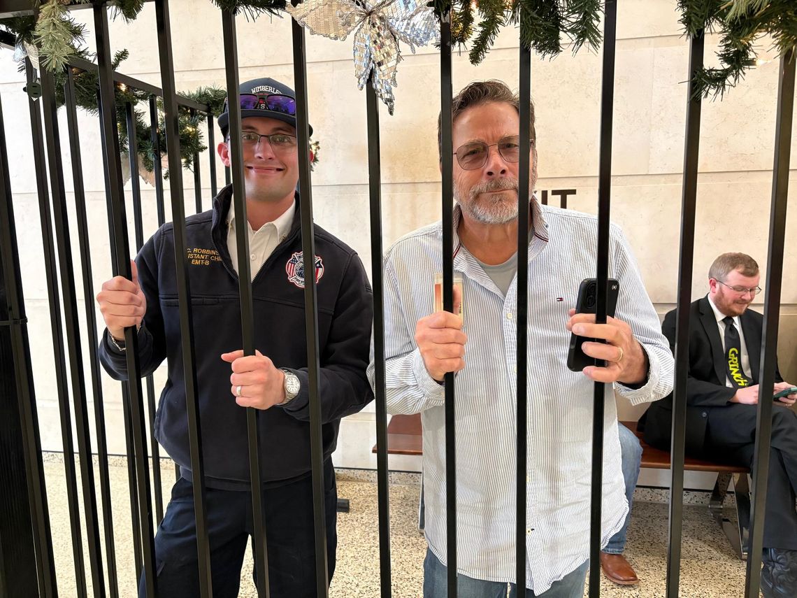 Wimberley officials nabbed in Brown Santa sting Wimberley Fire and Rescue Chief Chris Robbins and EMS Director Ken Strange were part of a roundup of Hays County officials put behind bars on Friday. Photo by Teresa Kendrick