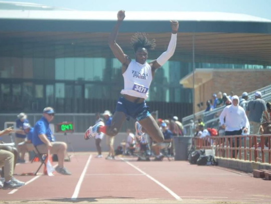 Gabe Wray captured the bronze medal in triple jump for the second state medal for the Wimberley Boys track team today.