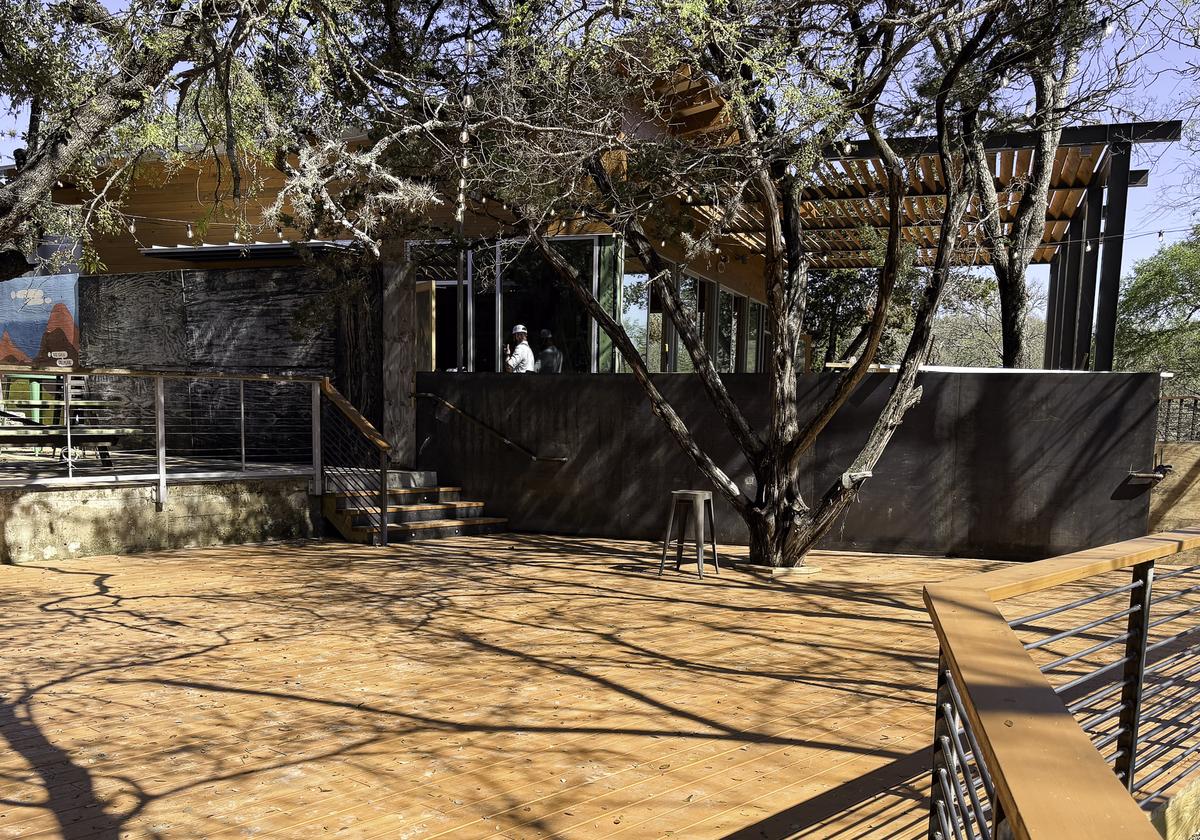 Seen from the pedestrian bridge is the nearly completed 1,000 square-foot ind...