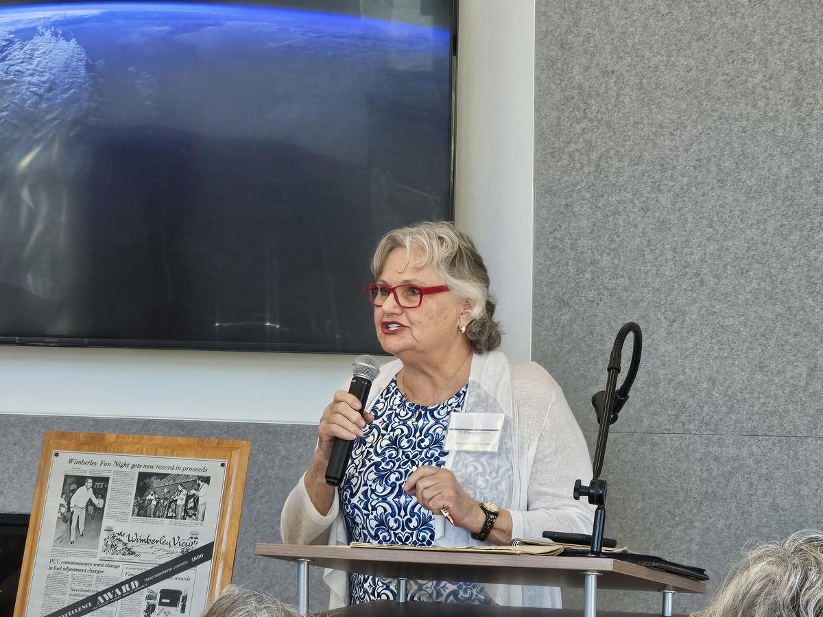 Photo by Paul Mayhew Wimberley View Editor Teresa Kendrick spoke about the re...